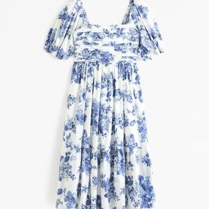 Abercrombie & Fitch Emerson Poplin Puff sleeve midi dress